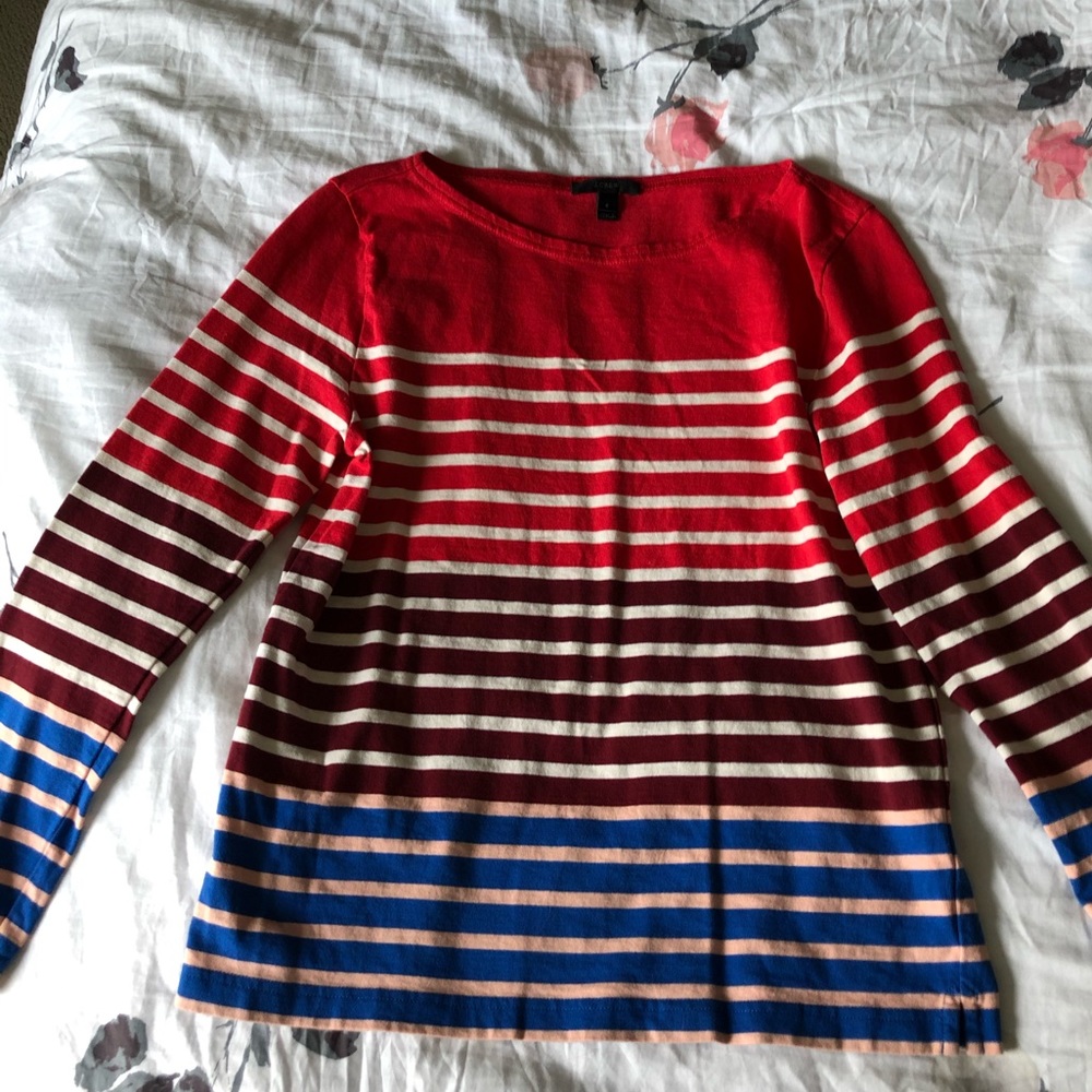 NWOT J.Crew Colorblock Red Striped Long Sleeve